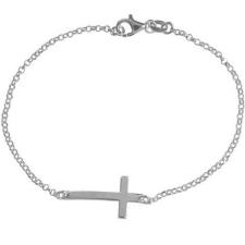  Finom gyöngy anker karkötő kereszt medállal, ezüst ékszer / 20 cm karkötő