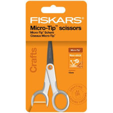 FISKARS Olló, általános, tapadásmentes, 13 cm, FISKARS "MicroTip Titanium", fehér olló