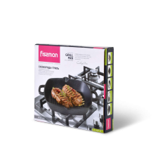 Fissman grill serpenyő, 26x5cm, fekete, öntöttvas edény