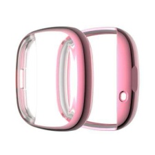 Fitbit Versa 3, Fitbit Sense, Okosóra szilikon védőtok, előlapvédős, Galvanizált Rózsaszín okosóra kellék