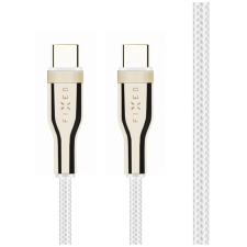 Fixed Braided Cable USB-C/USB-C, 2m, 100W, white kábel és adapter