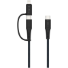 Fixed Cable USB-C to USB-C + Lightning - PD, 1,2m, MFi, PD, 60W, szürke