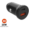 Fixed Car USB-C + USB kimenet, PD, 20 W, fekete (FIXCC20N-CU-BK)