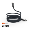 Fixed magnetic braided cable usb-c/usb-c, 1,2m usb2.0 240w gray fixdbm-cc12-gr