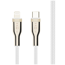 Fixed USB-C / Lightning Fonott kábel 1,2m - Fehér kábel és adapter