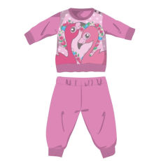  Flamingó téli pamut baba pizsama - interlock pizsama - rózsaszín - 92