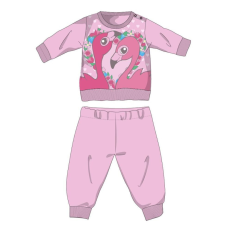  Flamingó téli pamut baba pizsama - interlock pizsama - világosrózsaszín - 86