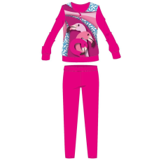  Flamingó téli pamut gyerek pizsama - interlock pizsama - virág mintával - pink - 110