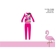  Flamingó vékony pamut gyerek pizsama - jersey pizsama - pink - 122