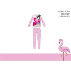  Flamingó vékony pamut gyerek pizsama - jersey pizsama - világosrózsaszín - 122