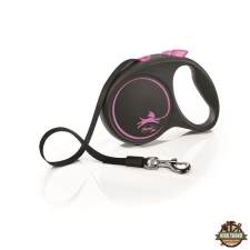 Flexi Black Design szalagos automata póráz L 5m 50kg-ig pink nyakörv, póráz, hám kutyáknak