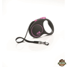 Flexi Black Design szalagos automata póráz S 5m 15kg-ig pink nyakörv, póráz, hám kutyáknak