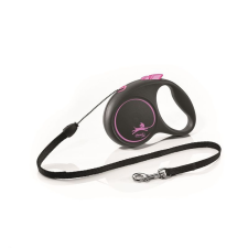 Flexi Black Design zsinóros automata póráz S 5m 12kg-ig pink nyakörv, póráz, hám kutyáknak