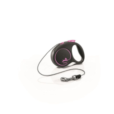 Flexi Black Design zsinóros automata póráz XS 3m 8kg-ig pink nyakörv, póráz, hám kutyáknak
