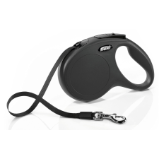  Flexi Classic póráz, M, 5 m szalagos, max 25 kg, fekete nyakörv, póráz, hám kutyáknak