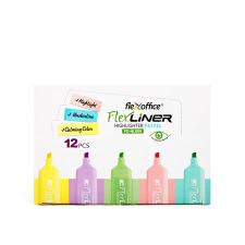 FLEXOFFICE Szövegkiemelő készlet, 1-5 mm, FLEXOFFICE &quot;Flexliner&quot;, vegyes pasztell színek filctoll, marker