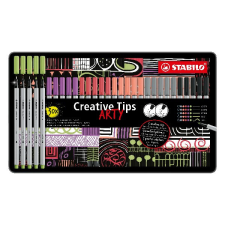  Flictoll STABILO Cretive Tips Arty Pasztell fémdobozos 30 darabos filctoll, marker