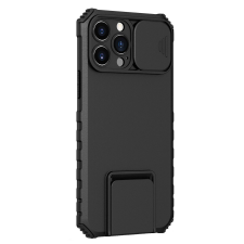 Flippy Defender iPhone 13 Pro Stand telefontok, Flippy, Fekete, Ütésálló, Csúszó kamera védelem tok és táska