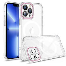 Flippy MagSafe iPhone 12 telefontok, Flippy, Átlátszó, Teljes védelem, Ütésálló, val rózsaszín keret tok és táska