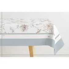  FLORES asztalterítő pasztell kék virág mintás 140x240 cm lakástextília