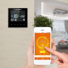 FLOUREON Wifis termosztát kazán kapcsolására okostermosztát kontaktot ad fekete fűtésszabályozás