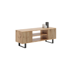 Focus loft RTV szekrény 135 cm - halszálkás dekor - tölgyfa kézműves bútor