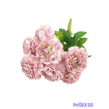  Fodros szirmú 9 nyílt fejes bazsarózsa csokor 42cm - Fáradt Rózsaszín dekorációs kellék