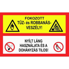  Fokozott tűz és robbanásveszély - műanyag, 297*210mm információs tábla, állvány