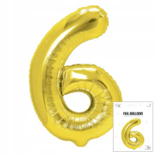 Fólia léggömb DIGITÁLIS DIGITÁLIS 6 ARANY SZÜLETÉSNAPI PARTY FELELŐSSÉG 40cm party kellék