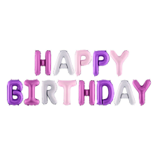 Fólia lufi Happy Birthday felirat Lila (340x35 cm) party kellék