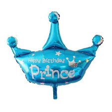Fólia lufi – Kék korona - Happy Birthday Prince party kellék