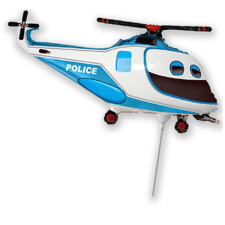 Fólia lufi, mini forma, helikopter, rendőr, kb.42cm party kellék