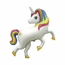  Fólia lufi, miniforma, UNIKORNIS, szivárványos 36 CM party kellék