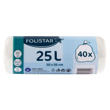 FOLISTAR szemeteszsák fehér/átlátszó 50x50 10mikron 25L HDPE 40 db/tekercs tisztító- és takarítószer, higiénia