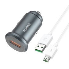 Foneng C15 USB-A Autós töltő + MicroUSB Kábel - Szürke (20W) mobiltelefon kellék