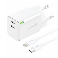 Foneng GAN35 hálózati töltő + USB-C - Lightning kábel fehér (GAN35 C-L) mobiltelefon kellék