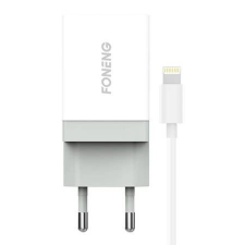 Foneng K210 hálózati töltő + USB-A -Lightning kábel fehér (K210 iPhone) kábel és adapter