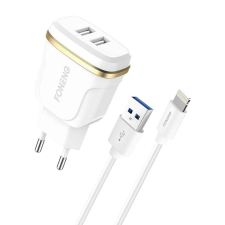 Foneng T240 2x USB wall charger, 2.4A + USB to Lightning cable (white) mobiltelefon kellék