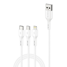 Foneng X36 3 az 1-ben USB USB-C / Lightning / Micro USB kábel, 2.4A, 2m (fehér) kábel és adapter