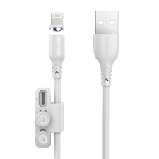 Foneng X62 Mágneses 3 az 1-ben USB USB-C / Lightning / Micro USB kábel, 2.4A, 1m (fehér) kábel és adapter