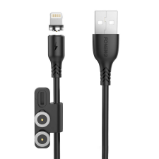 Foneng X62 Magnetic 3in1 USB to USB-C / Lightning / Micro USB Cable, 2.4A, 1m (Black) kábel és adapter
