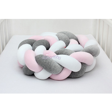  Fonott rácsvédő 210-es fehér/szürke/rózsaszín babaágynemű, babapléd