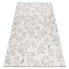 Fonott sizal flat szőnyeg 48774/367 Levelek Madarak krém szürke 200x290 cm lakástextília
