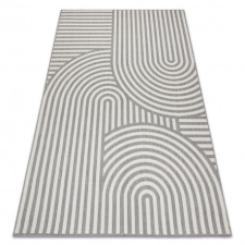 Fonott sizal flat szőnyeg 49376637 Körök csíkok szürke / krém 120x170 cm lakástextília
