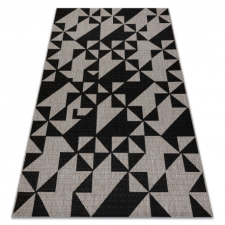 Fonott sizal floorlux szőnyeg 20489 ezüst / fekete HÁROMSZÖGEK 140x200 cm lakástextília