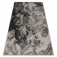 Fonott sizal floorlux szőnyeg 20491 virágok ezüst / fekete 80x150 cm lakástextília