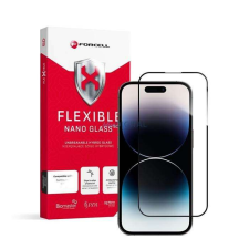 Forcell Edzett üvegfólia (Tempered Glass) Forcell Flexibilis 5D Full Glue Iphone 14 Pro 6,1&quot; fekete mobiltelefon kellék