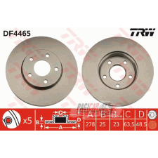 Ford Focus 2 első féktárcsa (278mm, hűtött) - TRW (DF4465) SZETT (2db) autóalkatrész