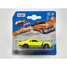 Ford Mustang Boss 302 (2013) - sárga/fekete - Maisto - 1:64 autópálya és játékautó