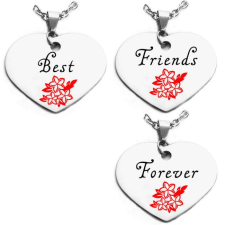 Forever Best Friends Forever virágos hármas medál lánccal vagy kulcstartóval medál